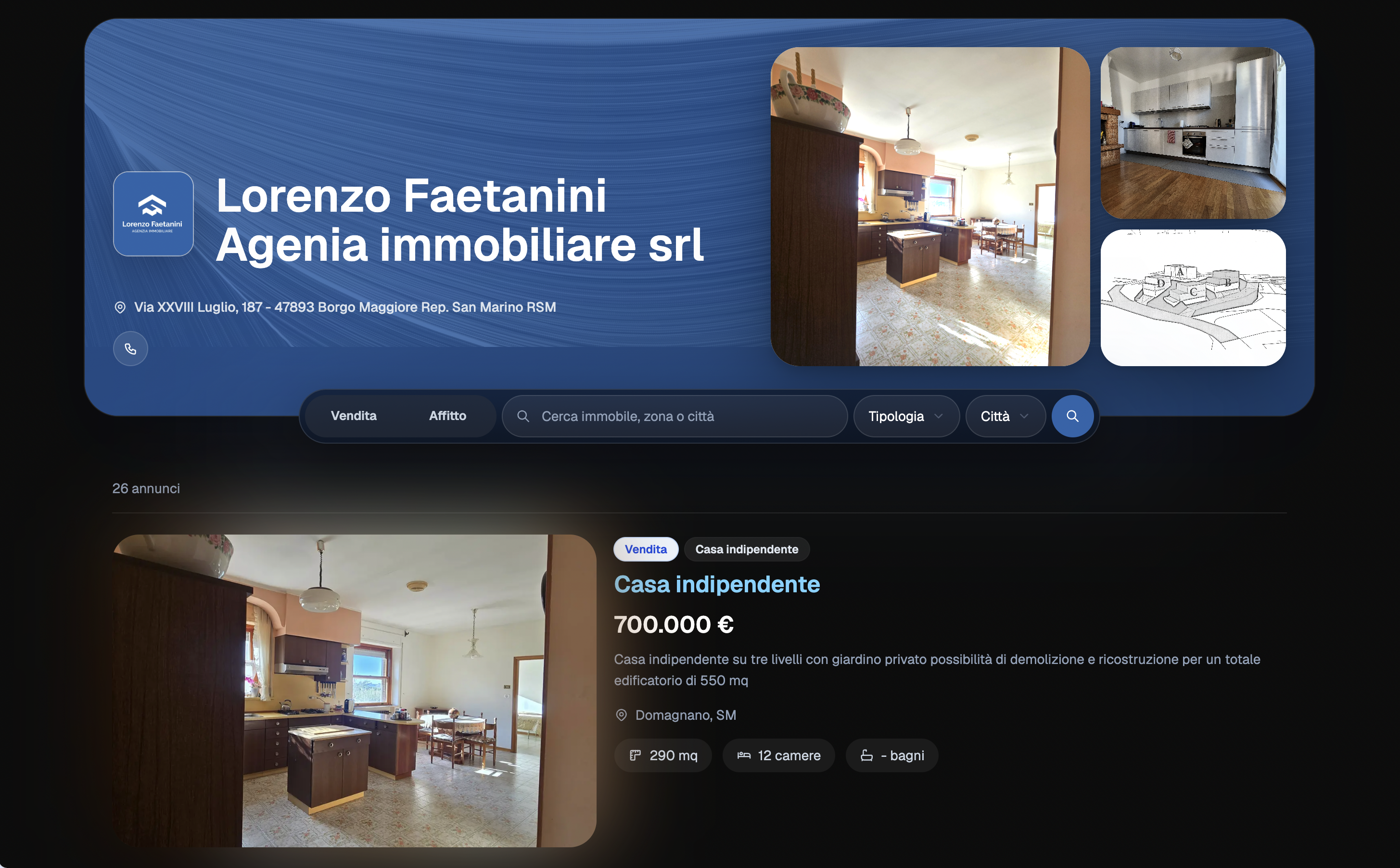 Pagina pubblica immobile ImmobilSuite