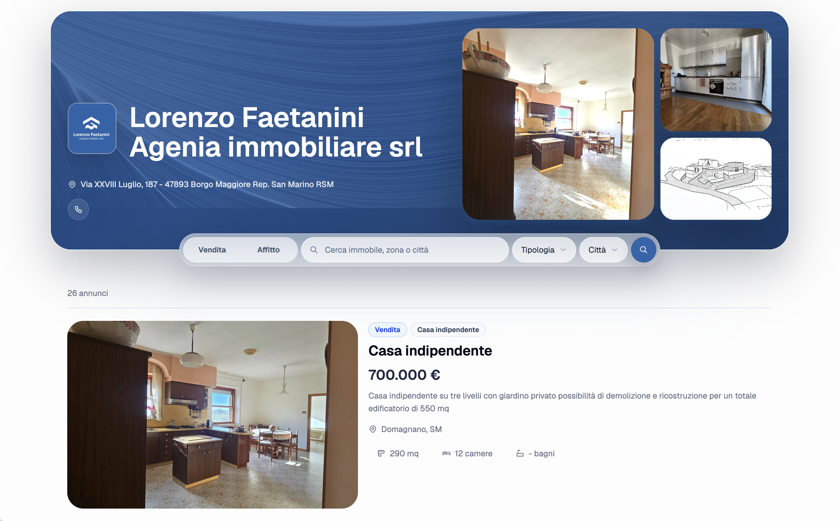 Pagina pubblica immobile ImmobilSuite